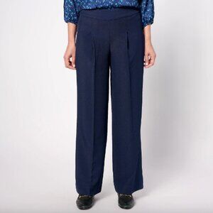 Isaac Mizrahi Regular Timeless Twill Wide Leg Pants , Navy more sizes a609795